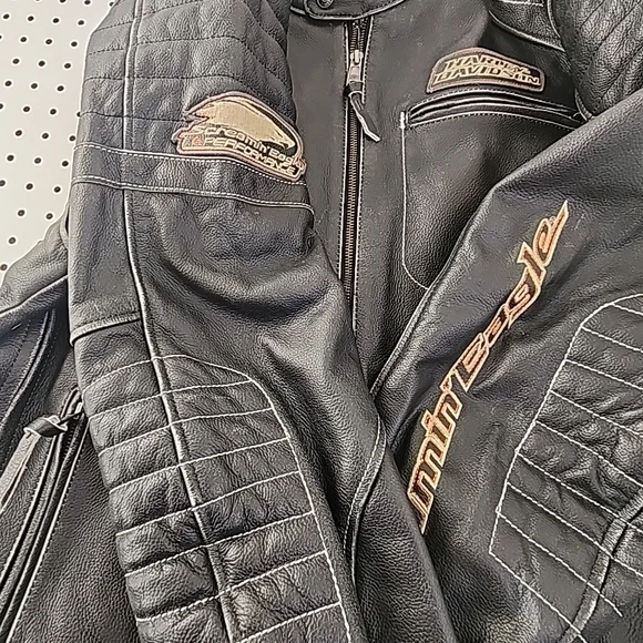 Harley Davidson Screamin Eagle Leather Jacket Mens XL Distressed Look Vented